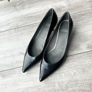 Stuart Weitzman Black Leather Kitten Heel Pumps Made in Spain